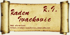 Raden Ivačković vizit kartica